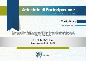 sistema per attestato partecipazione evento universitario