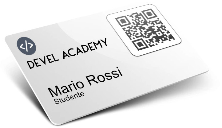 tessera in pvc con QR code studente