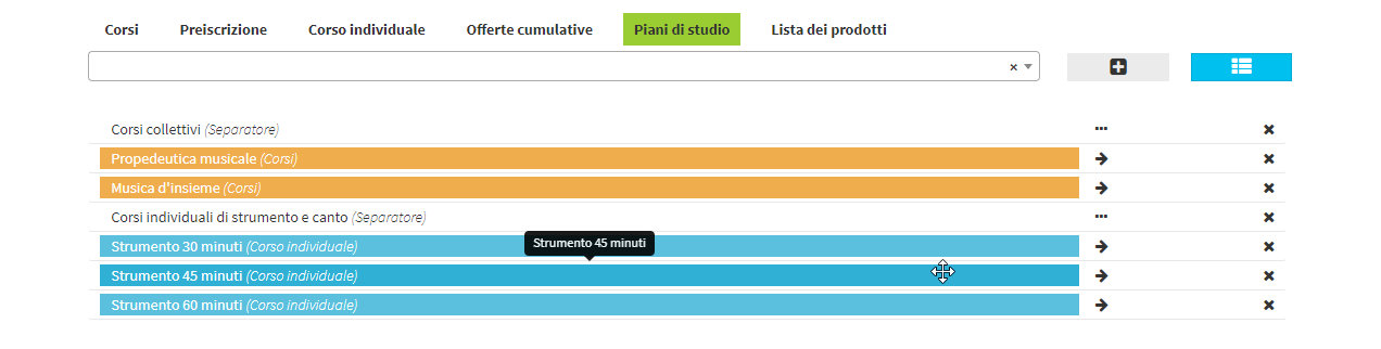 iscrizione online configurazione dei corsi