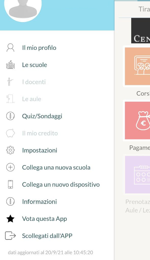 Intestazione menù laterale
