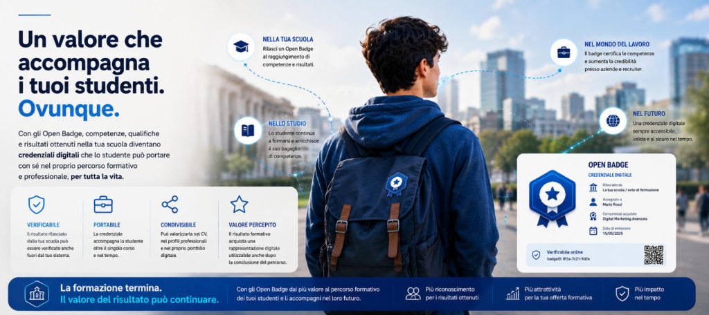 Vantaggi degli Open Badge per gli studenti: credenziali digitali verificabili, portabili e condivisibili