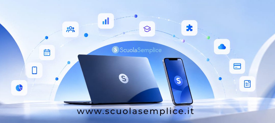 Rappresentazione dell'ecosistema digitale ScuolaSemplice con piattaforma gestionale, Add-on e integrazioni per la formazione
