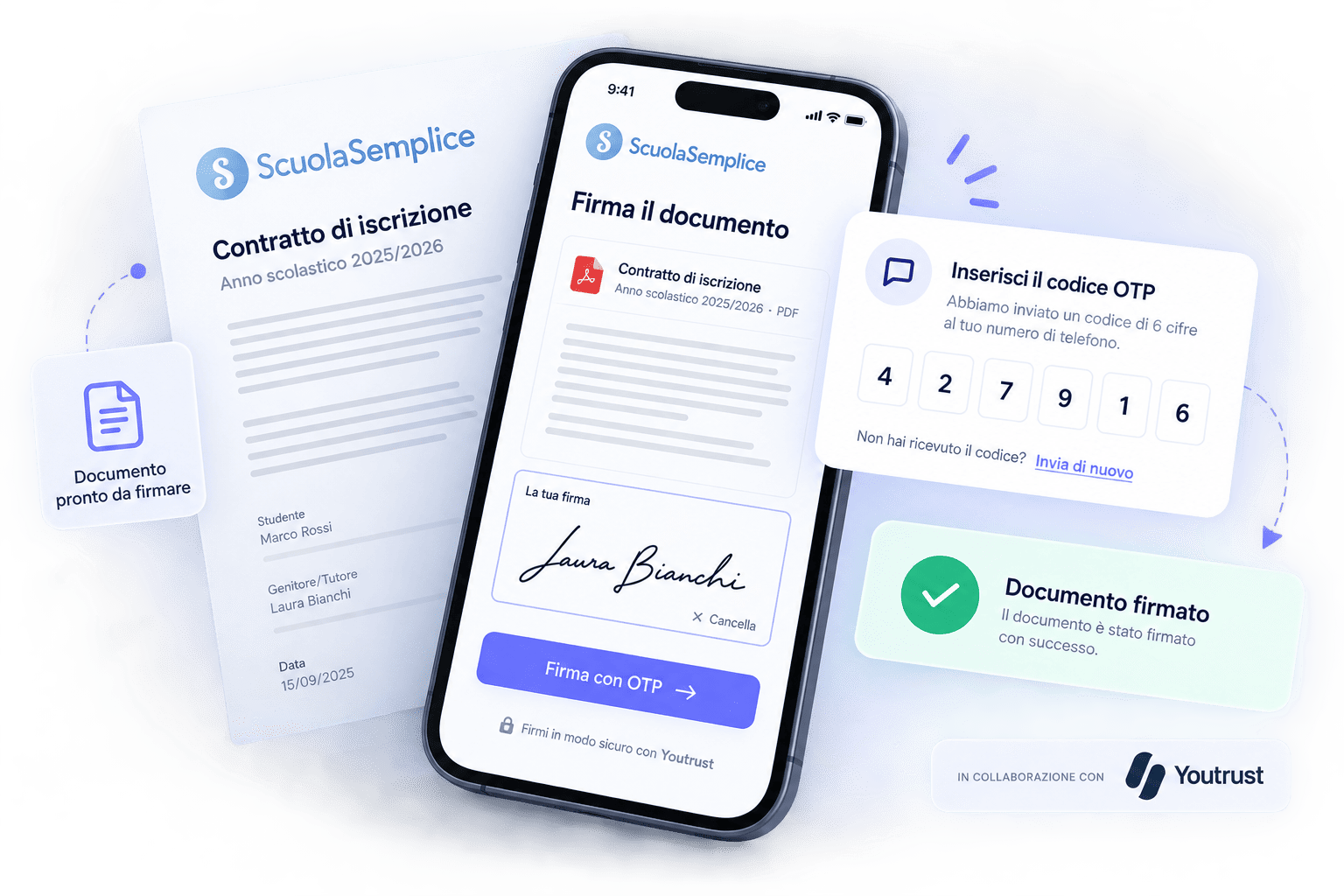 Firma digitale elettronica di un documento tramite codice OTP da smartphone con ScuolaSemplice