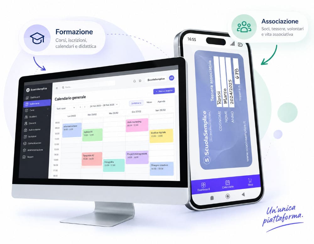 Modulo ETS ScuolaSemplice con gestione della formazione e tessera associativa digitale