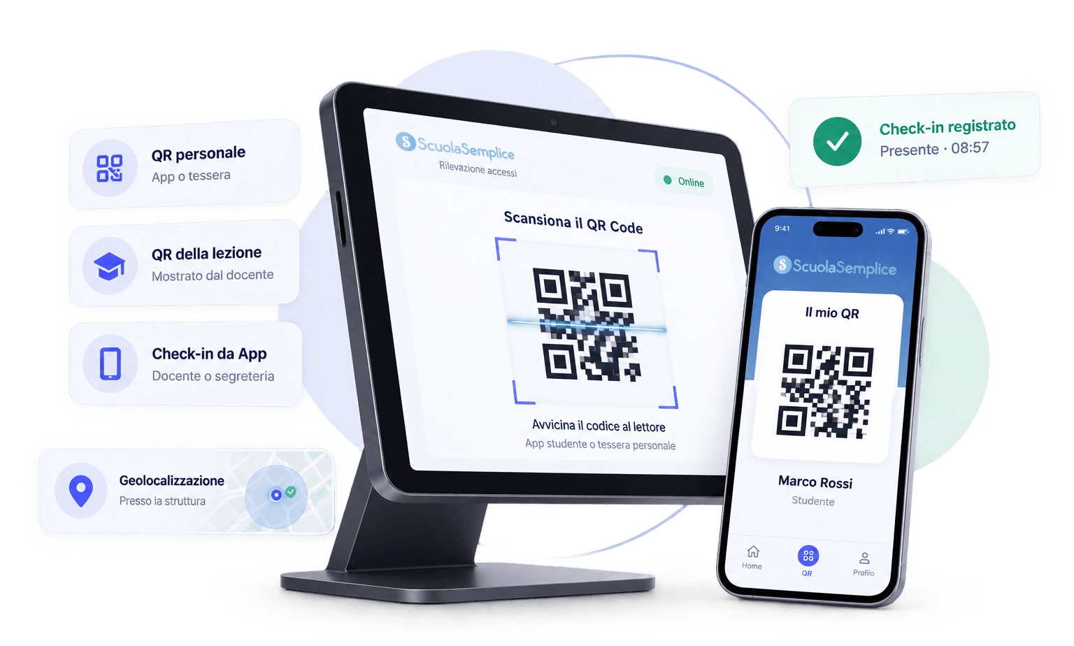 Rilevazione presenze con QR Code, App e geolocalizzazione in ScuolaSemplice