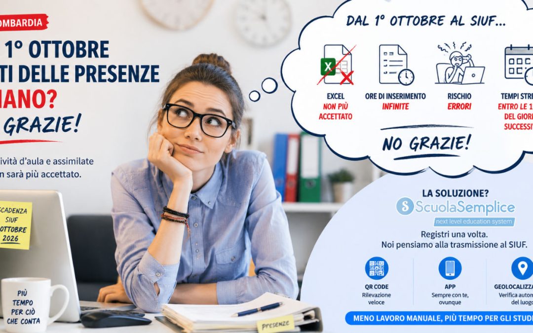 SIUF Lombardia: dal 1° ottobre 2026 stop a Excel per la trasmissione delle presenze d’aula