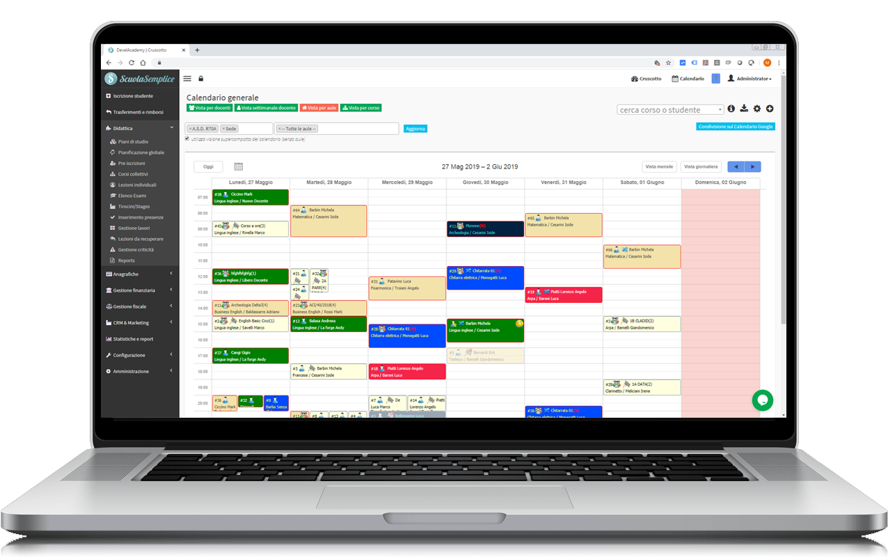 Dashboard Web ScuolaSemplice